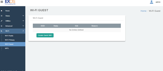 Select Wi-Fi Guest.  Click the Create Guest Wi-Fi button.