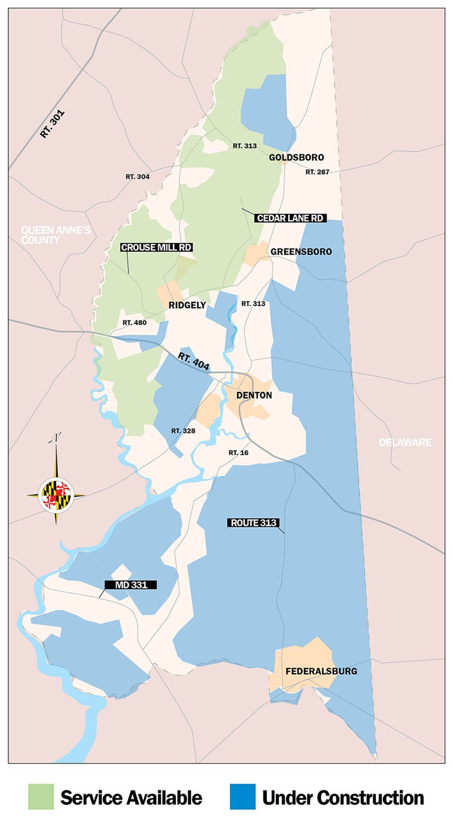 Caroline County Fiber Map